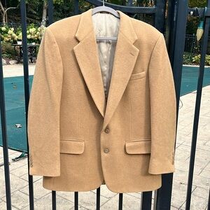 Stafford Men’s Camel Hair 2 Button Wool Blazer Sport Coat Tan